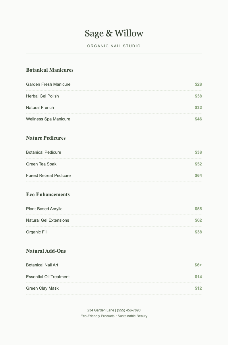 Sage green nail price list